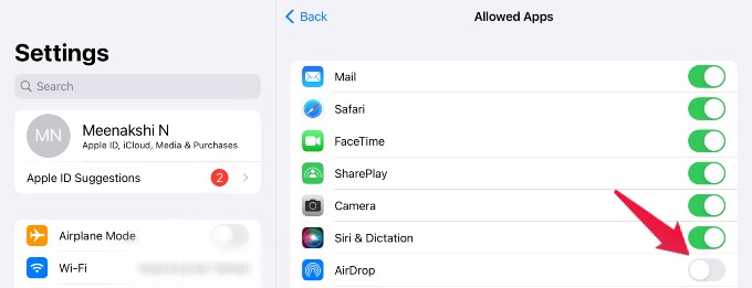 AirPod Disabled on ScreenTime iPad