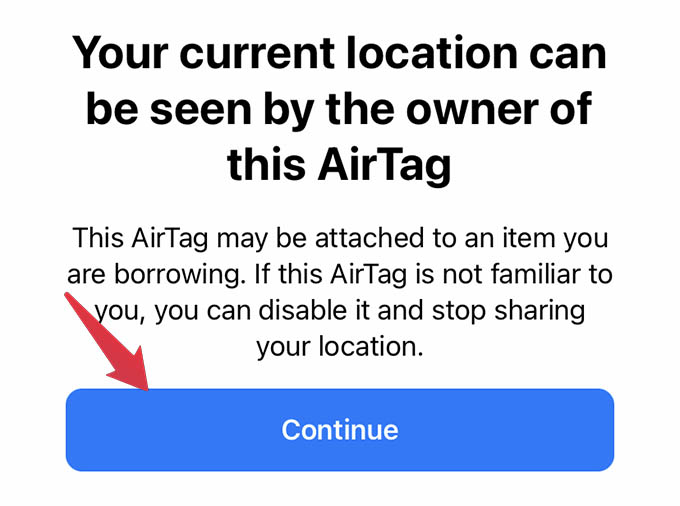 AirTag Found Security Notice on iPhone