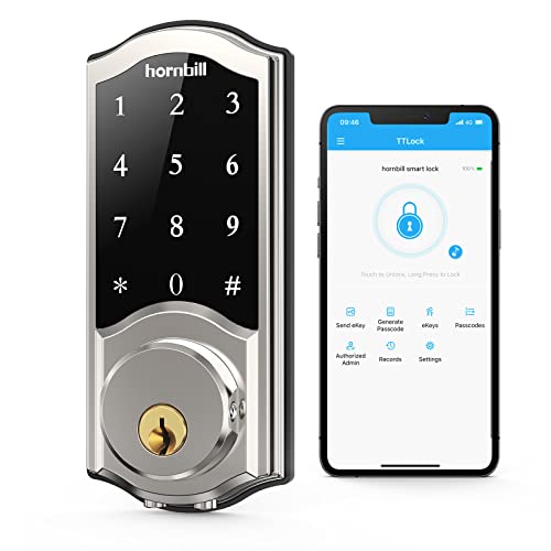 Smart Lock, Hornbill Keyless Entry Keypad Deadbolt, Bluetooth Electronic Digital Front...