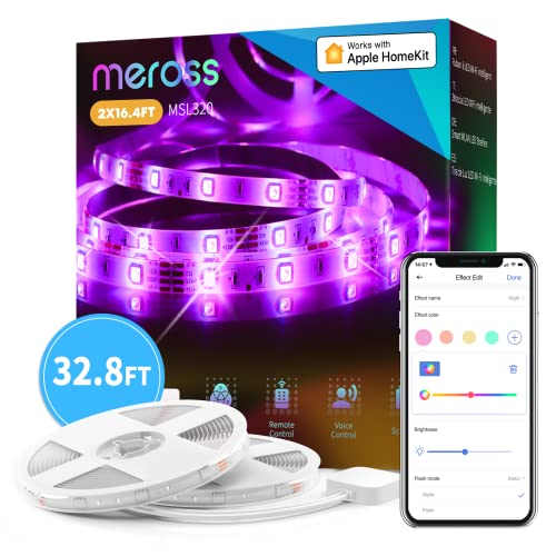 meross Smart LED Strip Lights Works with Apple HomeKit, 32.8ft WiFi RGB Strip, Compatible...