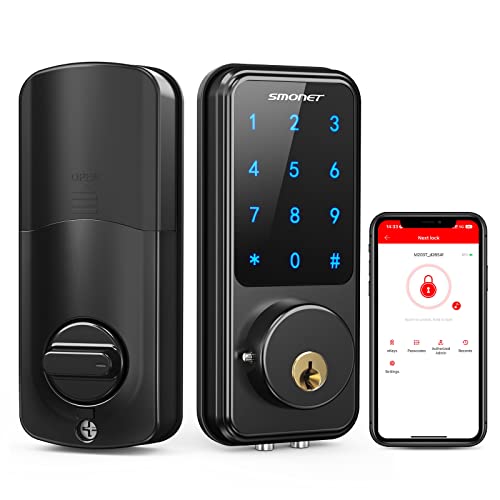 Smart Lock, SMONET Touchscreen Keypad Deadbolt, Keyless Door Entry for Exterior Door,...