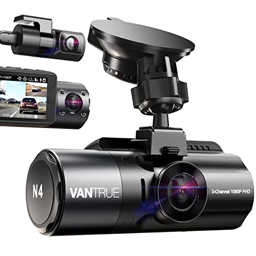 Vantrue N4 3 Channel 4K Dash Cam, 4K+1080P Front and Rear, 1440P+1440P Front and Inside,...