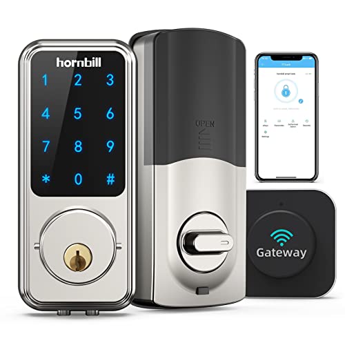 Wi-Fi & Bluetooth Smart Lock, Keyless Entry Smart Front Lock, Hornbill Touch Screen...