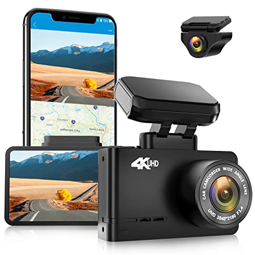 WOLFBOX 4K Dash Cam with WiFi GPS Dashboard Camera Front 4K/2.5K and Rear 1080P Dual Car...