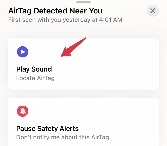 Play Sound on AirTag Detected Near You