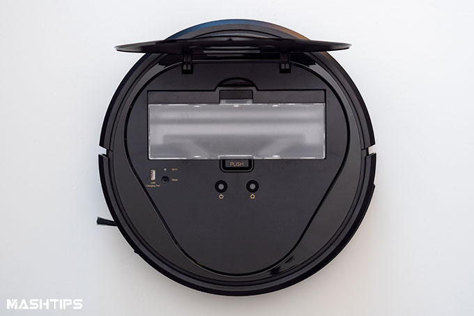 Trifo Lucy Robot Vacuum Top Lid Raised with Dustbin